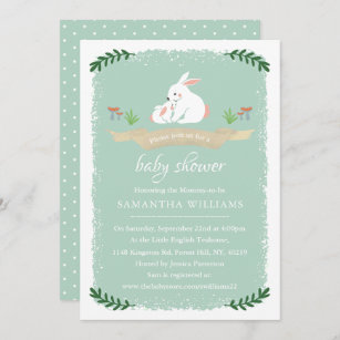 Cute Bunny Neutral Baby Shower Invitation