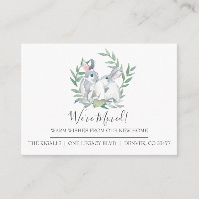 Cute Bunny New Home Moving Faire-part (Devant)