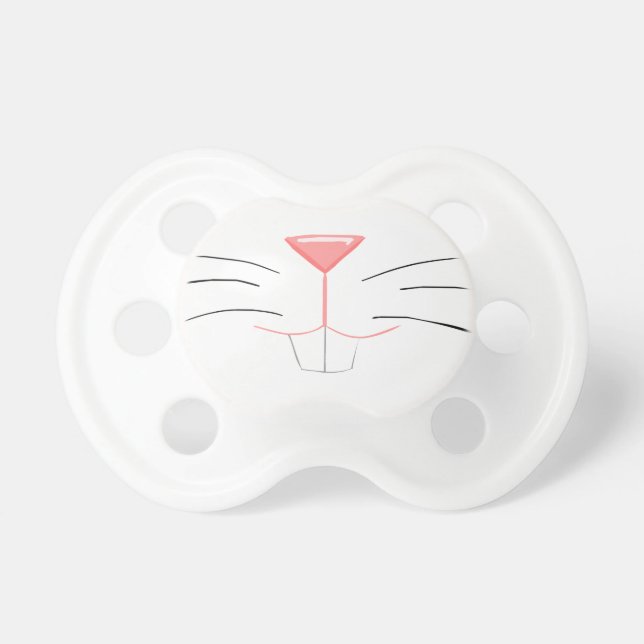 Cute bunny nose - white fur and red nose pacifier (Front)