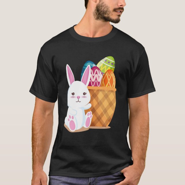 Cute Bunny Nurse Eggs Happy Easter Day Nursing T-Shirt (Front)