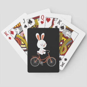 Cute Bunny On Bike Rabbit Cycling Bicycle Bunny Playing Cards