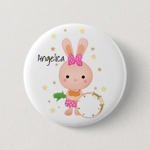 Cute, Bunny, paddle, birthday, greeting, invitati 2 Inch Round Button