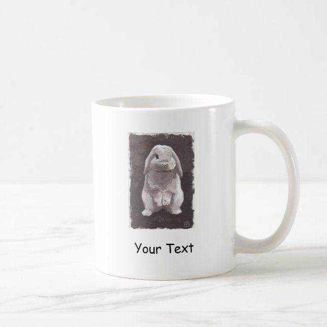 Cute Bunny Painting Sitting Up Coffee Mug (Right)