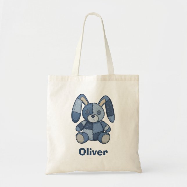 Cute Bunny Patchwork Denim  Tote Bag (Front)
