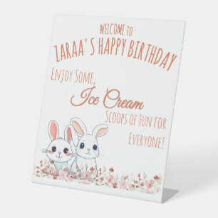 Cute Bunny Pedestal Sign