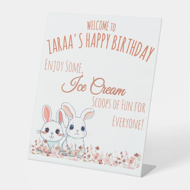 Cute Bunny Pedestal Sign (Front)