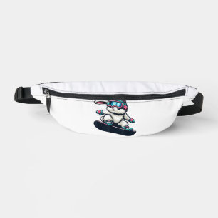 Cute Bunny Performing Snowboarding Trick Kids East Fanny Pack