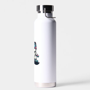 Cute Bunny Performing Snowboarding Trick Kids East Water Bottle