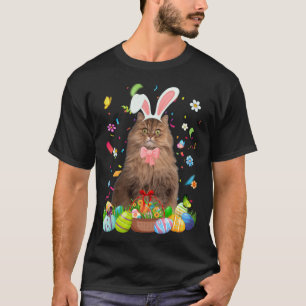 Cute Bunny Persian Cat & Easter Egg Basket Easter T-Shirt