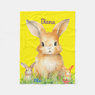 Cute Bunny Personalized Fleece Blanket