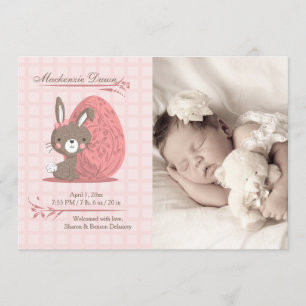 Cute Bunny Photo Faire-part de naissance