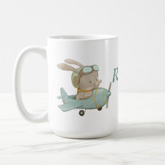  cute bunny pilot in a helmet coffee mug (Left)
