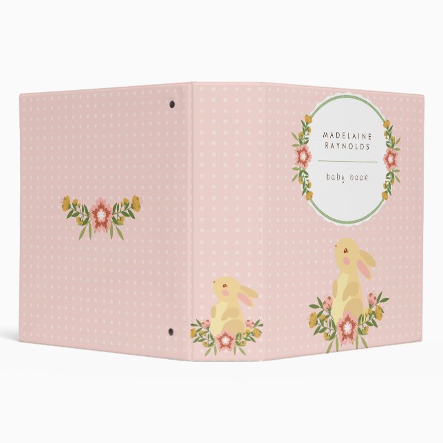Cute Bunny Pink Baby Book Binder (Background)
