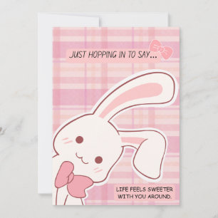 Cute Bunny Pink Greeting Holiday Card