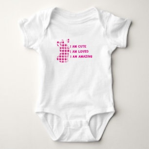 CUTE BUNNY PINK I AM CUTE BABY BODYSUIT