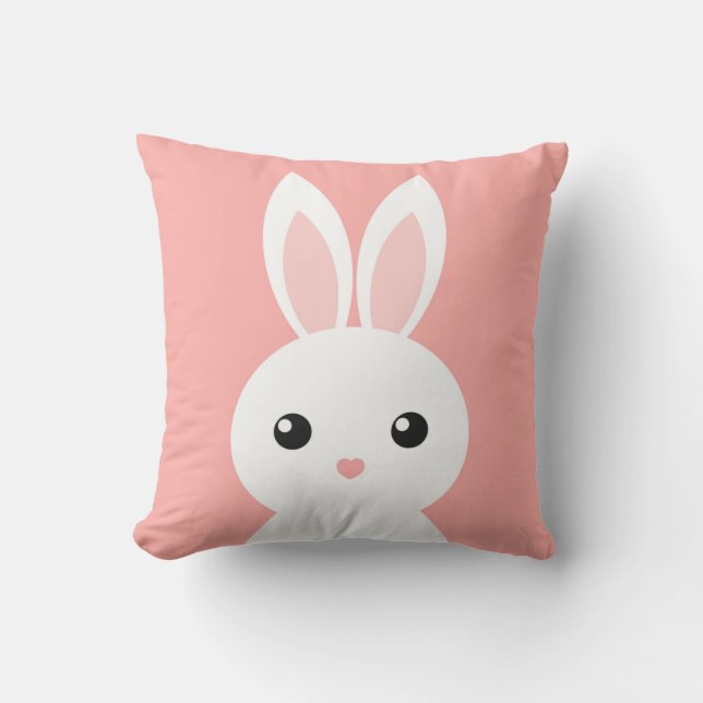 Cute bunny pink Throw Pillow (Front)