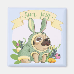 Cute Bunny  Pug Magnet