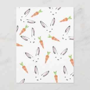 Cute Bunny Rabbit and Carrot Postcard