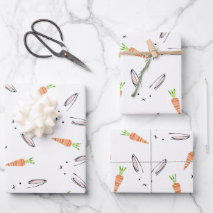 Cute Bunny Rabbit and Carrot Wrapping Paper
