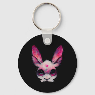 Cute Bunny Rabbit Animal With Colours - A Girls Ha Keychain