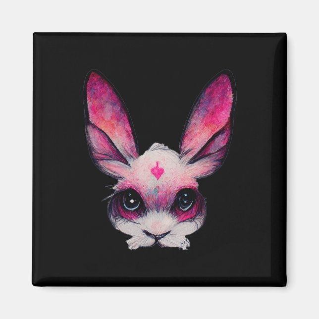 Cute Bunny Rabbit Animal With Colours - A Girls Ha Magnet (Front)