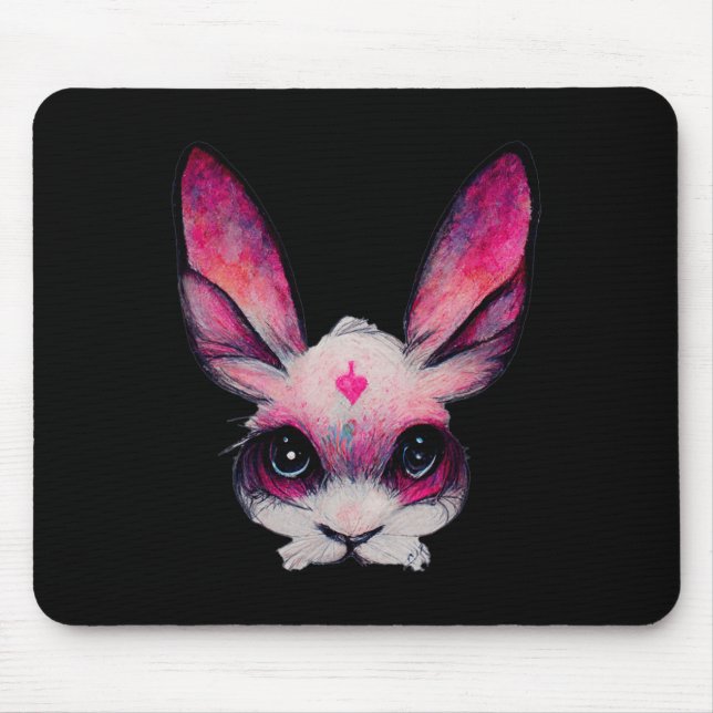 Cute Bunny Rabbit Animal With Colours - A Girls Ha Mouse Pad (Front)