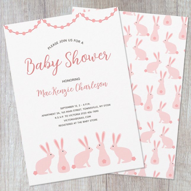 Cute Bunny Rabbit Baby Shower Invitation (Creator Uploaded)