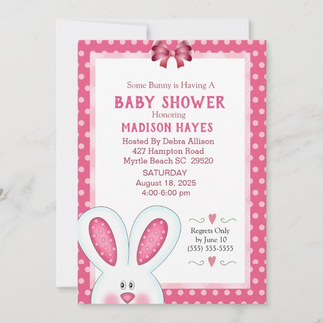 Cute Bunny Rabbit Baby Shower Invitation (Front)