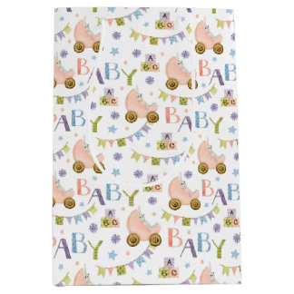 Cute Bunny Rabbit Baby Shower Medium Gift Bag