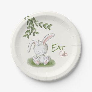 Cute Bunny Rabbit Baby Shower Paper Plate
