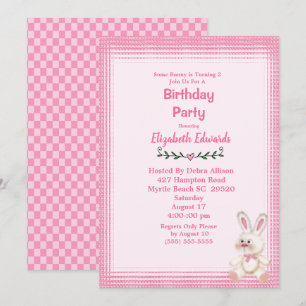 Cute Bunny Rabbit Birthday Party Invitation