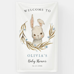 Cute Bunny Rabbit Boy Baby Shower Welcome Banner