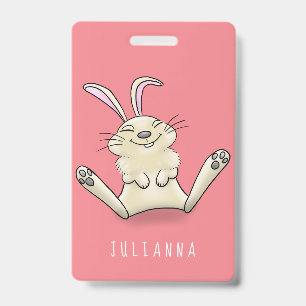 Cute bunny rabbit cartoon illustration badge