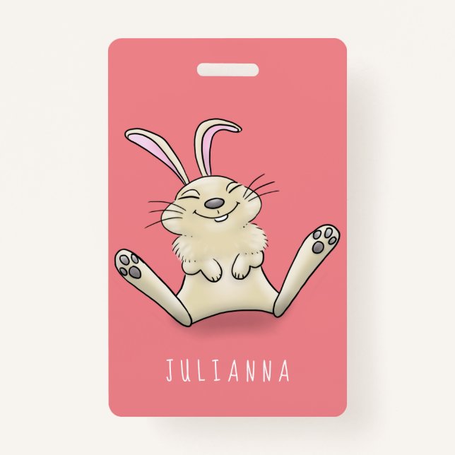 Cute bunny rabbit cartoon illustration badge (Front)