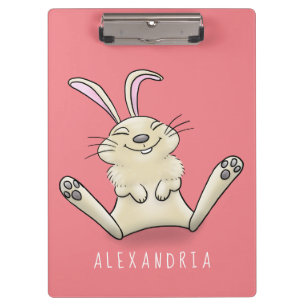 Cute bunny rabbit cartoon illustration clipboard