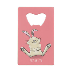Cute bunny rabbit cartoon illustration credit card bottle opener