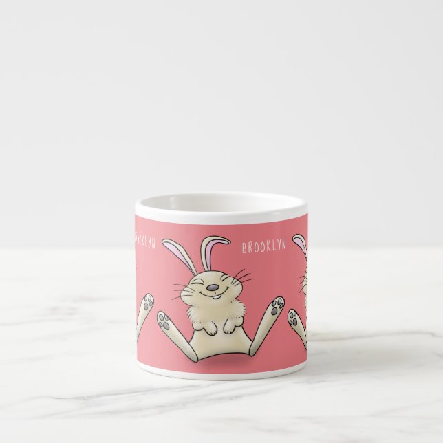 Cute bunny rabbit cartoon illustration espresso cup (Front)