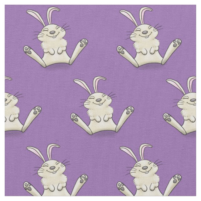 Cute bunny rabbit cartoon illustration fabric (Close Up)