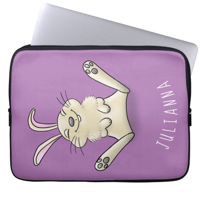 Cute bunny rabbit cartoon illustration laptop sleeve (Front)