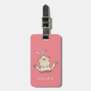 Cute bunny rabbit cartoon illustration luggage tag