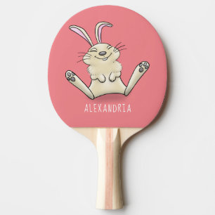 Cute bunny rabbit cartoon illustration ping pong paddle