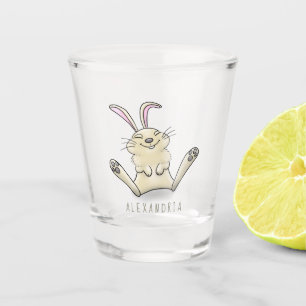 Cute bunny rabbit cartoon illustration shot glass