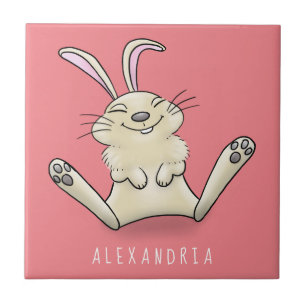 Cute bunny rabbit cartoon illustration tile