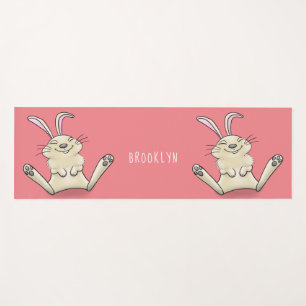 Cute bunny rabbit cartoon illustration yoga mat