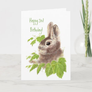 Cute Bunny Rabbit Child's  3rd Birthday Animal Card