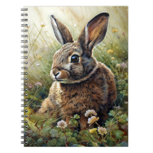 Cute Bunny Rabbit Clover Painting  Notebook