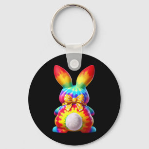 Cute Bunny Rabbit Coquette Bow Floral Girl Happy E Keychain