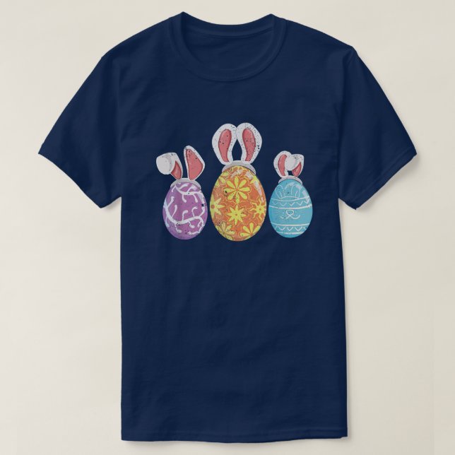 Cute Bunny Rabbit Ears Easter Holiday Easter Egg E T-Shirt (Design Front)