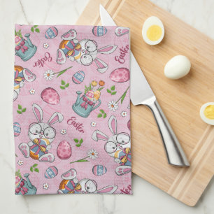 Cute Bunny Rabbit Easter Kitchen Towel