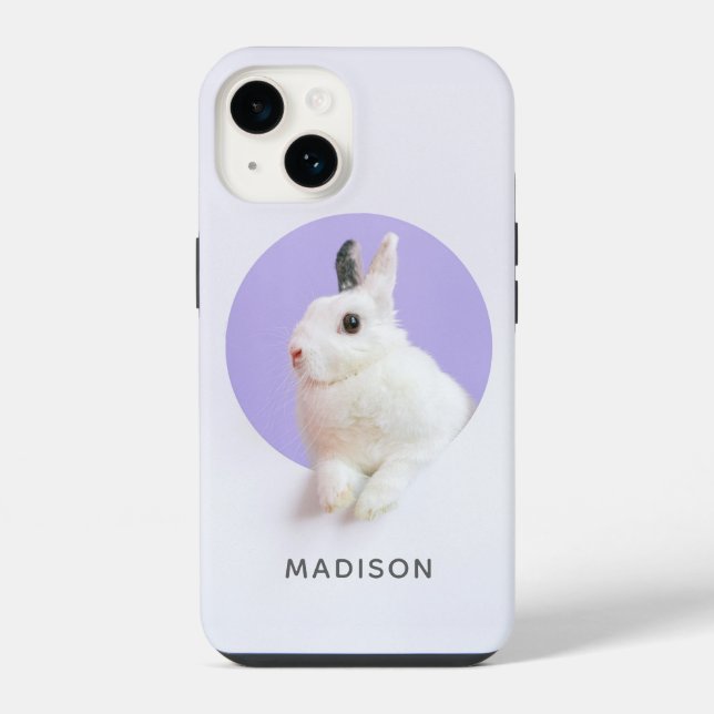 Cute Bunny Rabbit Easter Modern Chic Personalized iPhone Case (Back)